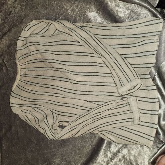 Lucky Brand Cream Button Down Shirt with Mandarin Collar - Picture 4 of 7